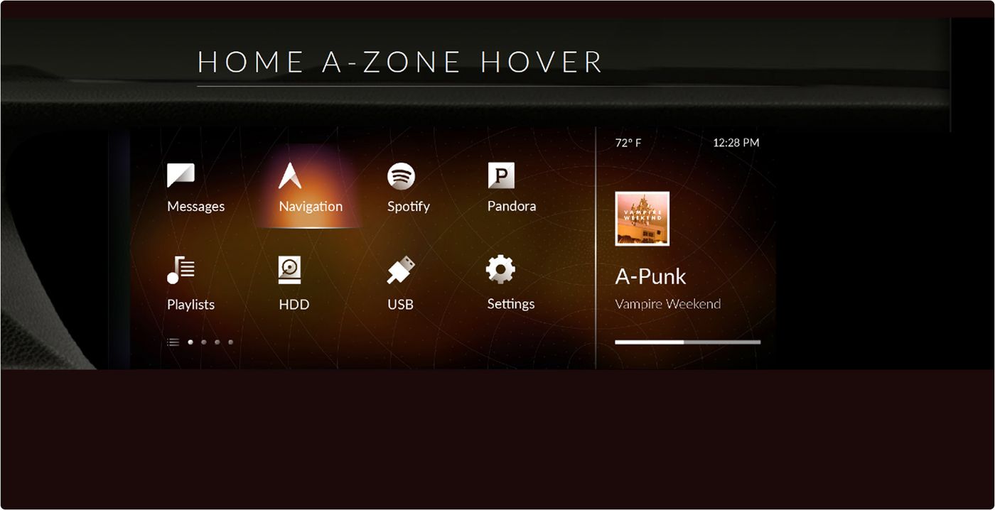 Early home screen concept with the A-Zone hover state