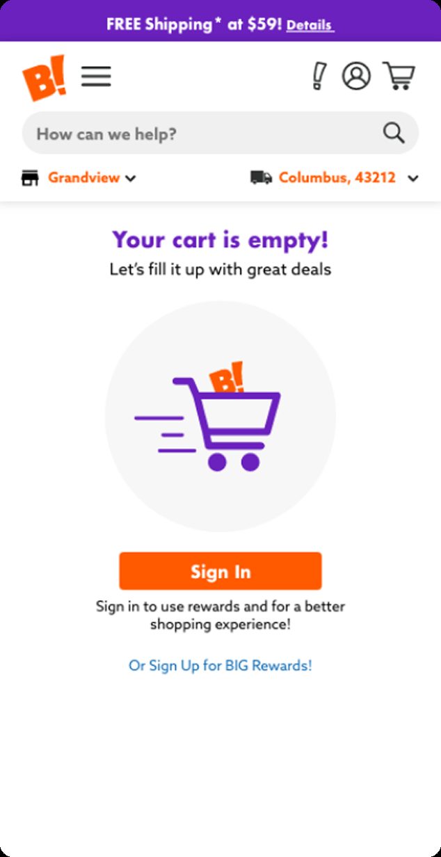 Hi-fidelity empty cart with sign-in prompt