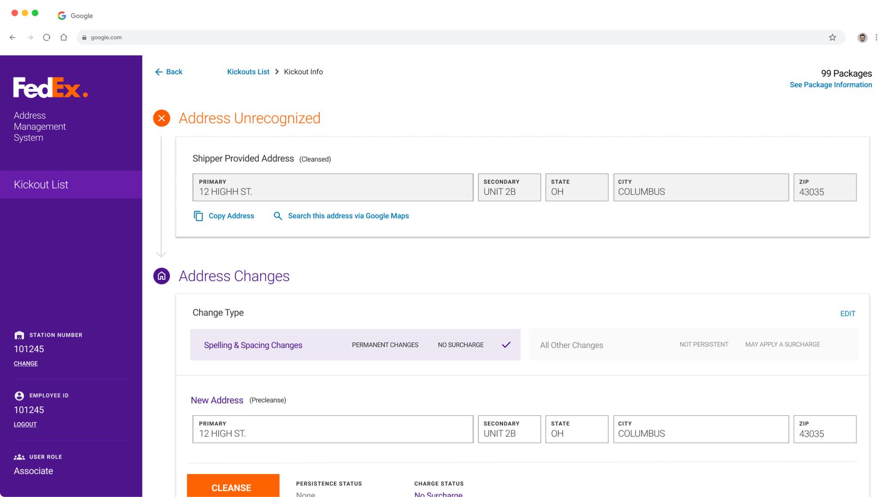 Final UI version of the address editing screen