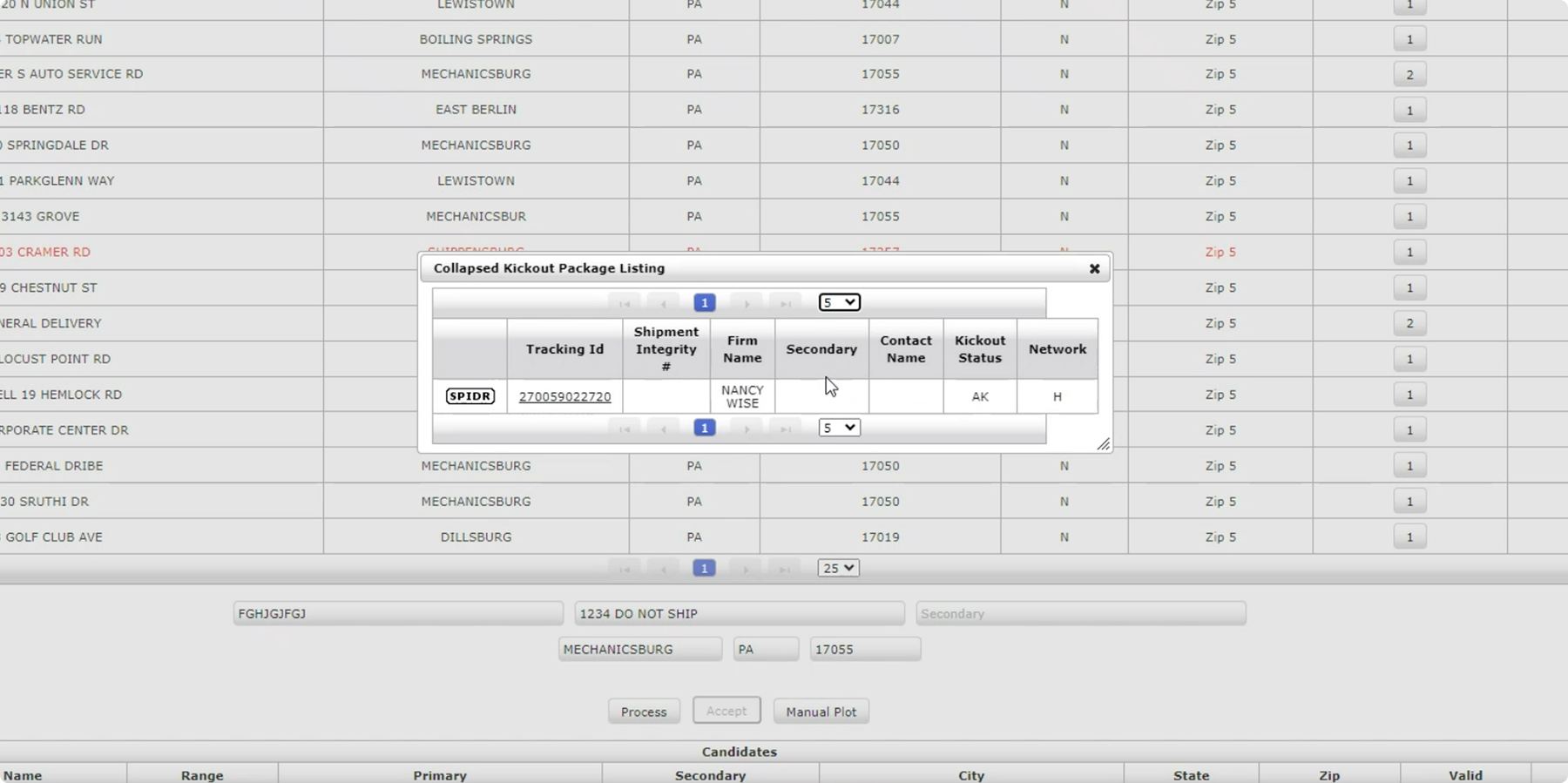 Package detail view in the legacy AMS tool