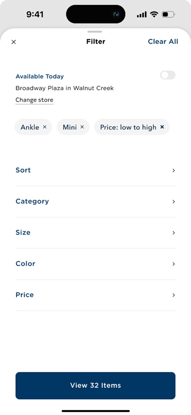 Old Navy filter screen