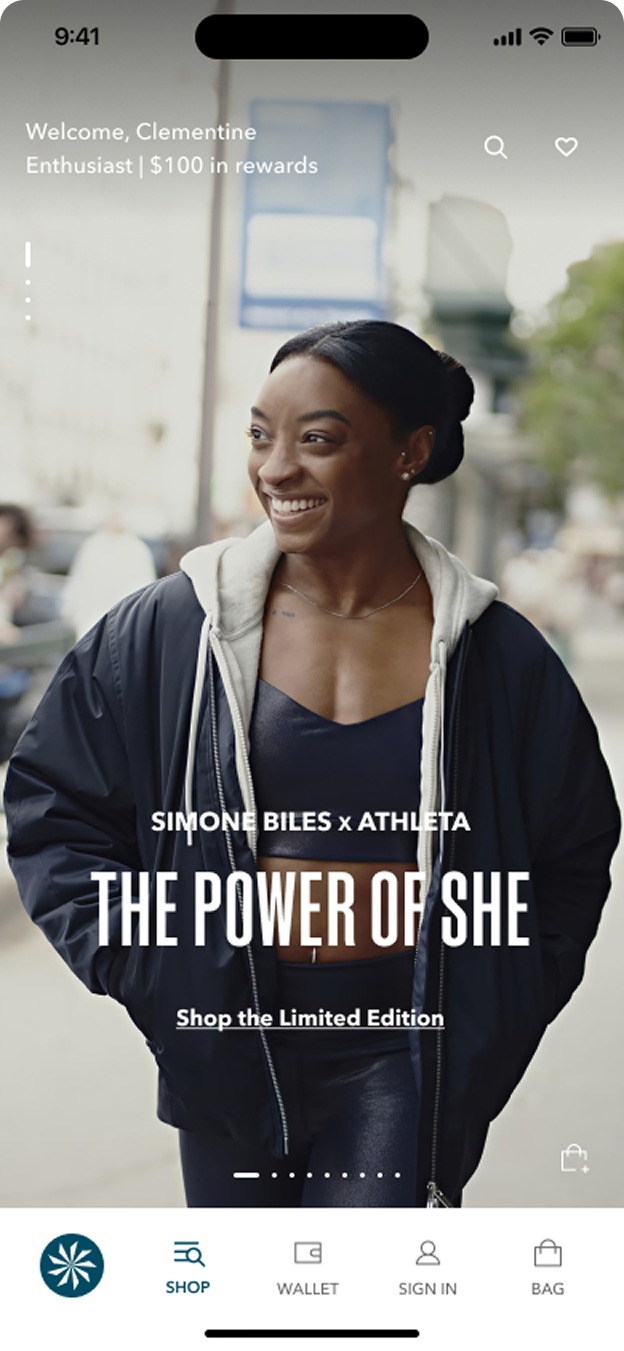 Athleta home screen