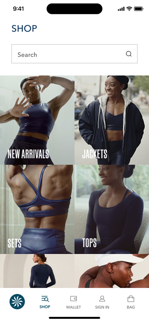 Athleta shop screen